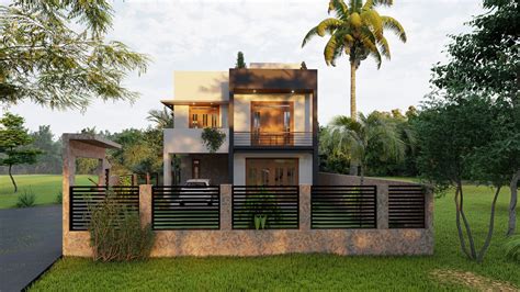 Two Story 4 Bedroom Modern House Design With Roof Terrace Rambukkana