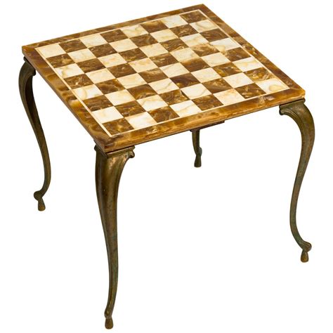 Italian Marble And Brass Chess Table At 1stdibs