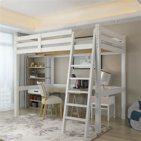 Details About High Sleeper Cabin Bed With Ladder Solid Wooden Loft Bunk