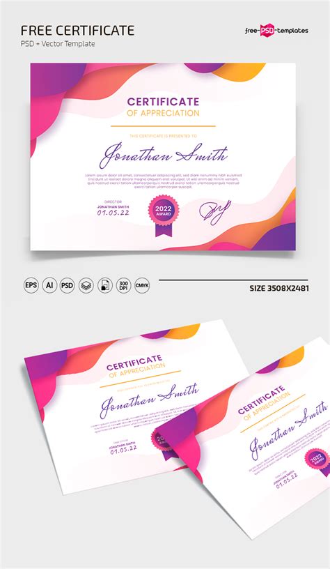 Free Certificate Template In Psd Vector Aieps Free Psd Templates
