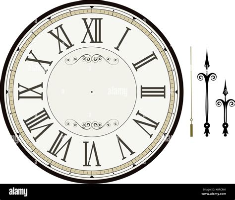 Vintage Clock Face Template With Hour Minute And Second Hands To Make