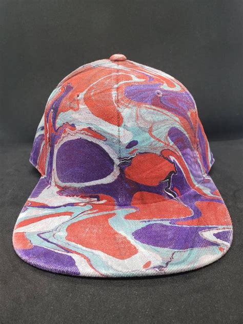 Marbled Flat Bill Hat Snapback Trippy Hat One Of A Kind Etsy