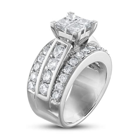 Diamond Engagement Ring 3 12 Ct Tw Princessround 14k White Gold