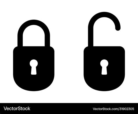Lock Unlock Symbol Icon Padlock Open And Close Vector Image