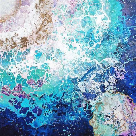 感情の海。深く美しい色彩が波のように漂う抽象絵画 3 抽象画の描き方 抽象絵画 美術工芸品