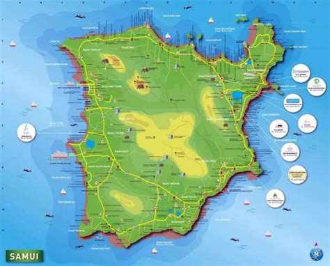 Koh Samui Map Island Beaches Attractions PDF Download Thailand