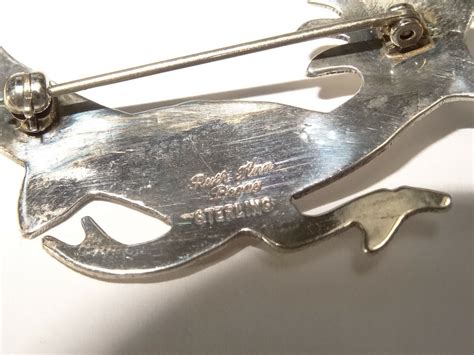 Sterling Silver Navajo Roadrunner Pin Brooch Handmade By Ruth Ann
