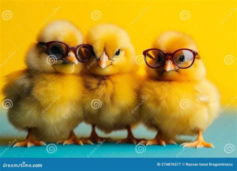 Three Cute Chicken Chicks Wearing Sunglasses Representing A Fun And Playful Image Ai Generated