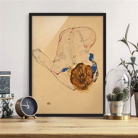 Egon Schiele Nach Vorne Gebeugter Akt Bild Mit Rahmen Im Hochformat