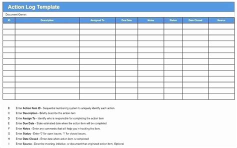 Meeting Action Tracker Template Excel