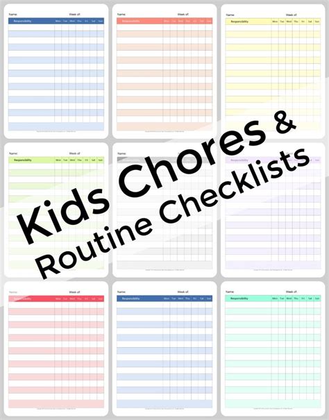 Kids Chores And Routines Checklists