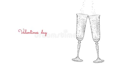 Two Glasses Of Sparkling Champagne On A Black Background Stock Illustration Illustration Of