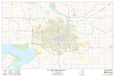 Lawrence City Map City Street Road Map Lawrence Wall Art Lawrence Map