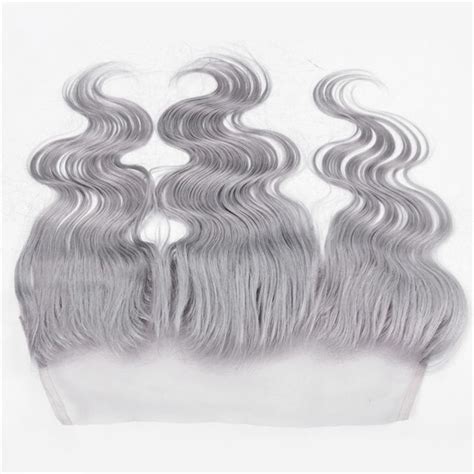 2020 Silver Grey Human Hair Bundles With Frontal Lace Closure 8a Gray