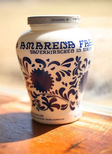 Fabbri Amarena Vintage Jar Italian Milkglass Blue And White Glass