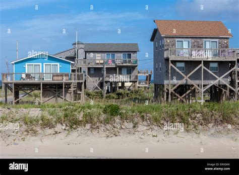 Frisco Outer Banks North Carolina Beach Side Homes On Stilts Stock