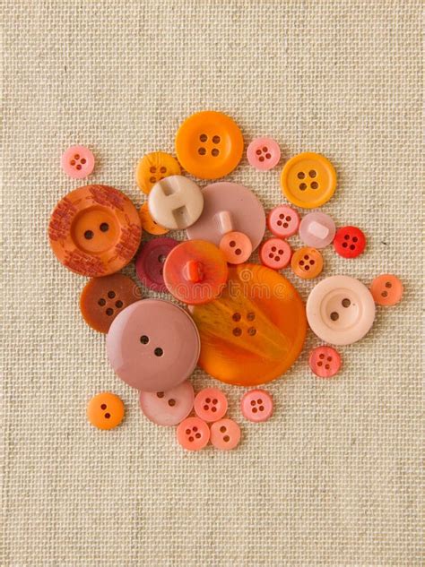 Pile Of Mixed Buttons On Hessian Stock Image Image Of Colour Circle