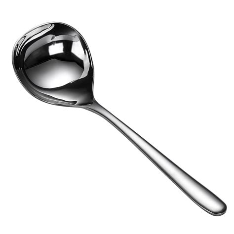 Big Spoon Round Stainless Steel Long Handle Kitchen Cutlery Food Soup 