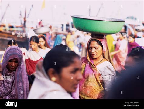 Women In Fish Market Diu Gujarat India Stock Photo Alamy