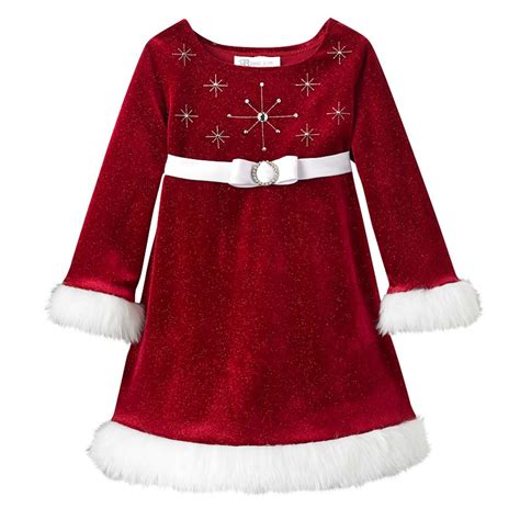 Our selection of girls' dresses combines the charm of wonderful design, the convenience of easy care and comfortable fit, and the surprise of unbelievably low prices. Bonnie Jean Girls Beaded Santa Christmas Dress