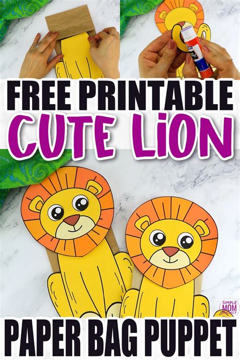 Free Printable Lion Paper Bag Puppet Template - Simple Mom Project