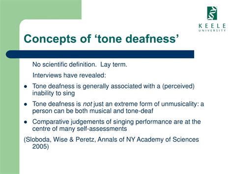 Ppt Assessing The Capacities Of The Self Defined Tone Deaf