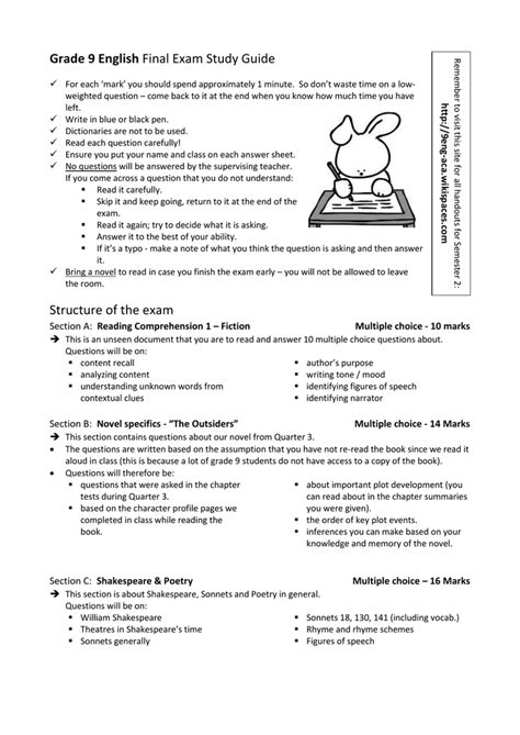 Final Exam June 2011 Grade 9 English Study Guide