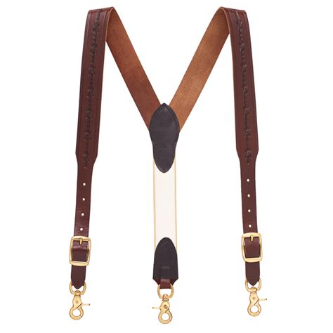Barbed Wire Western Leather Suspenders 15 Inch Wide