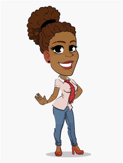 Flat Cartoon African American Girl Vector Character African American