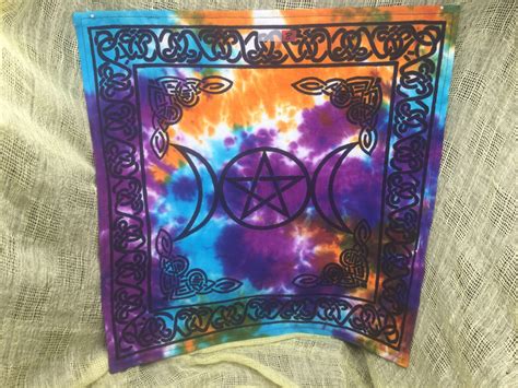 Triple Moon With Pentagram Altar Cloth Witch Decoration Wiccan Etsy