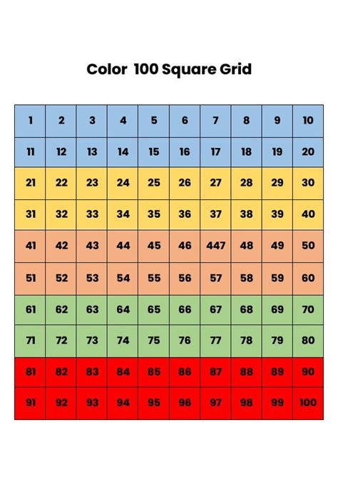 100 Square Grid Printable