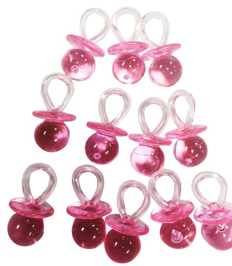 175 Inch Plastic Mini Clear Pink Baby Pacifiers 12 Pieces