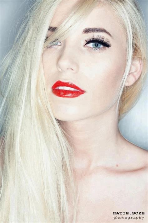 Red Lips Platinum Hair Beauty Blondbombshell Brightredlips Lipstick