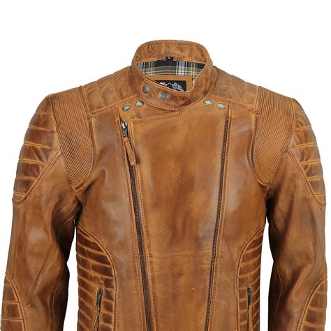 Mens Real Soft Leather Quilted Panel Retro Designer Style Biker Jacket