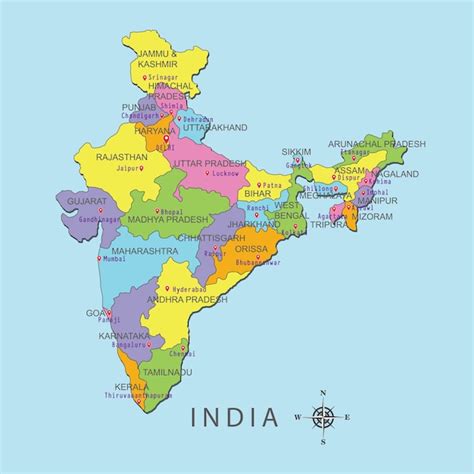 India Map With Capital City Images And Photos Finder