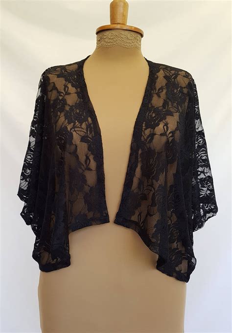 Plus Size 5xl Black Lace Bolero With Draping Romantic Vintage Etsy