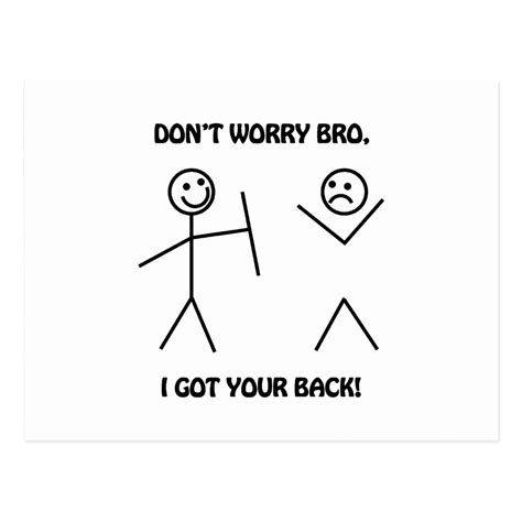 I Got Your Back Funny Stick Figures Postcard In 2020 Funny Stick Figures Funny