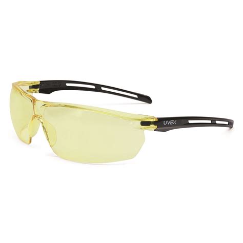 uvex tirade safety glasses black with amber anti fog lens