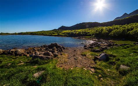 Lofoten Islands Lake Summer Mountains Norway Europe Beautiful