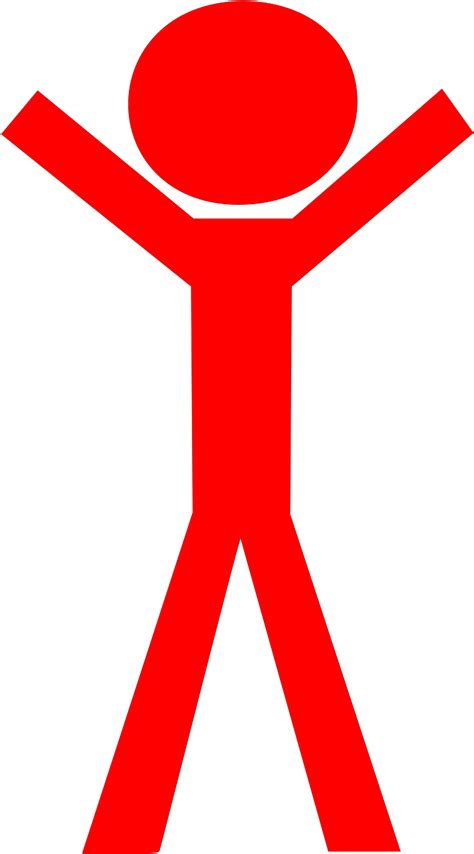 Personstickmanstick Manraised Arms Red Stick Figure Clipart