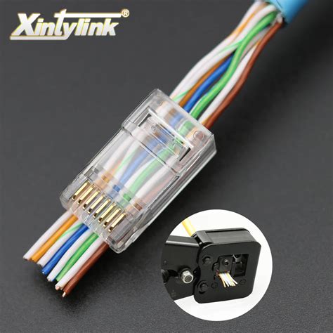 Xintylink Ez Rj45 Connector Ethernet Cable Plug Cat6 Network 8p8c Gold