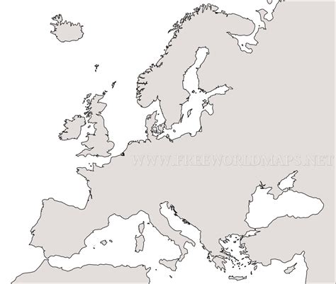 Blank Europe Map Printable White Gold