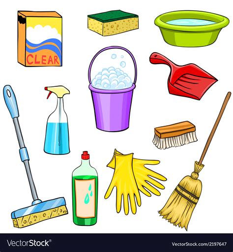 Cleaning Supplies Cartoon Set Royalty Free Vector Image