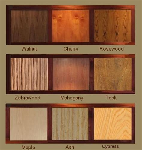 Fine Wood Veneer Color Chart Walnut Cherry Rosewood Zebrawood