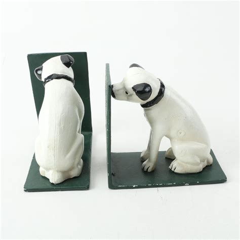 Cast Iron Rca Dog Bookends Ebth