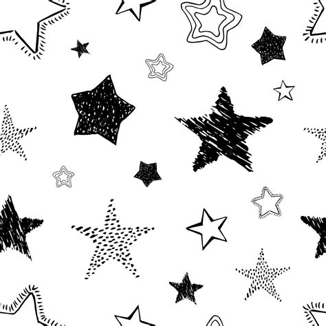 Premium Vector Seamless Background Of Doodle Stars Black Hand Drawn