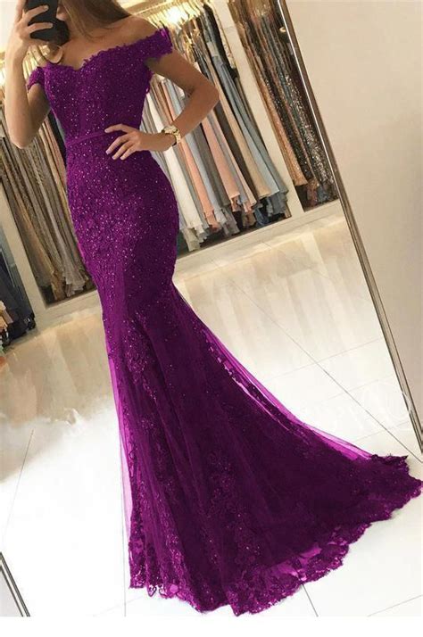 Glam Purple Glitter Long Dress Style Evening Gowns Formal Dark Purple Prom Dresses Mermaid