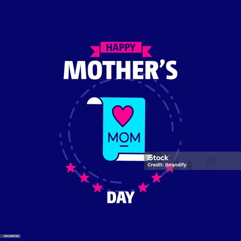 Happy Mothers Day Greetings Card With Unique Design And Blue Theme Vector Stock Illustration