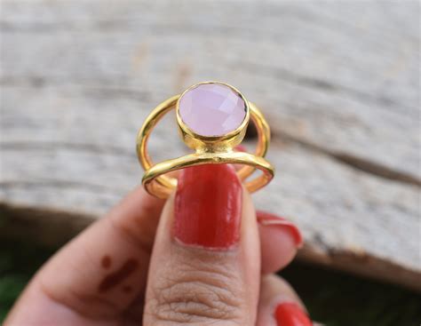 Rose Quartz Ring Statement Rings Wedding Rings Rings For Etsy Uk