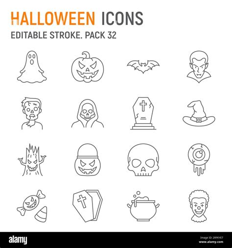 Halloween Line Icon Set Holiday Collection Vector Graphics Logo